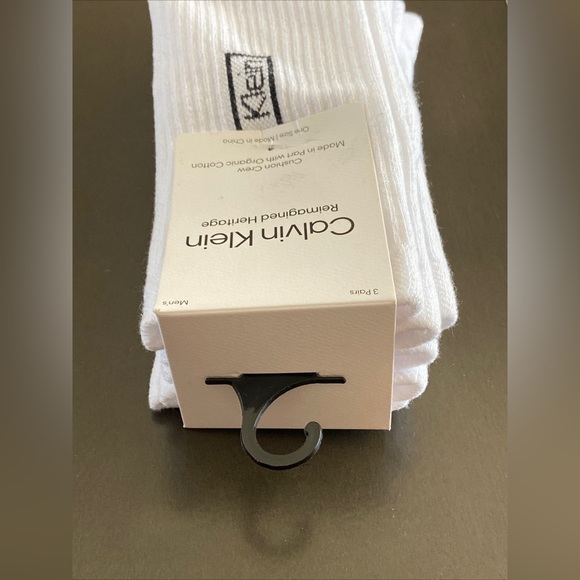 Calvin Klein Men’s Reimagined Heritage Cushion Crew 3 Pairs White - Picture 4 of 8